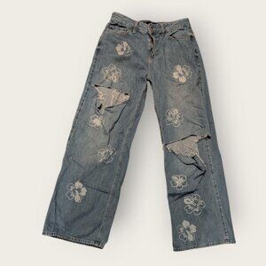 Hollister Brand Floral Ripped Jeans